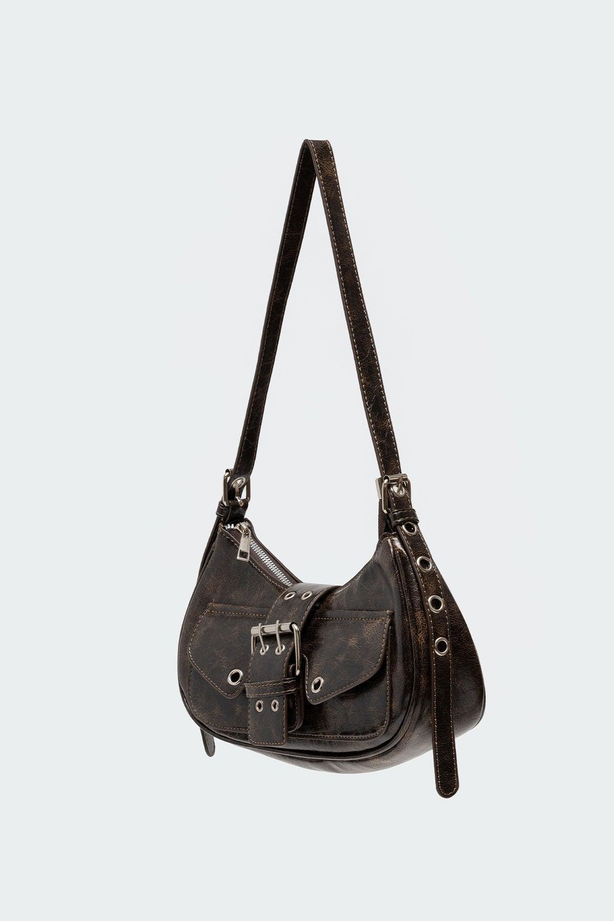 Washed Faux Leather Buckle Bag Product Image