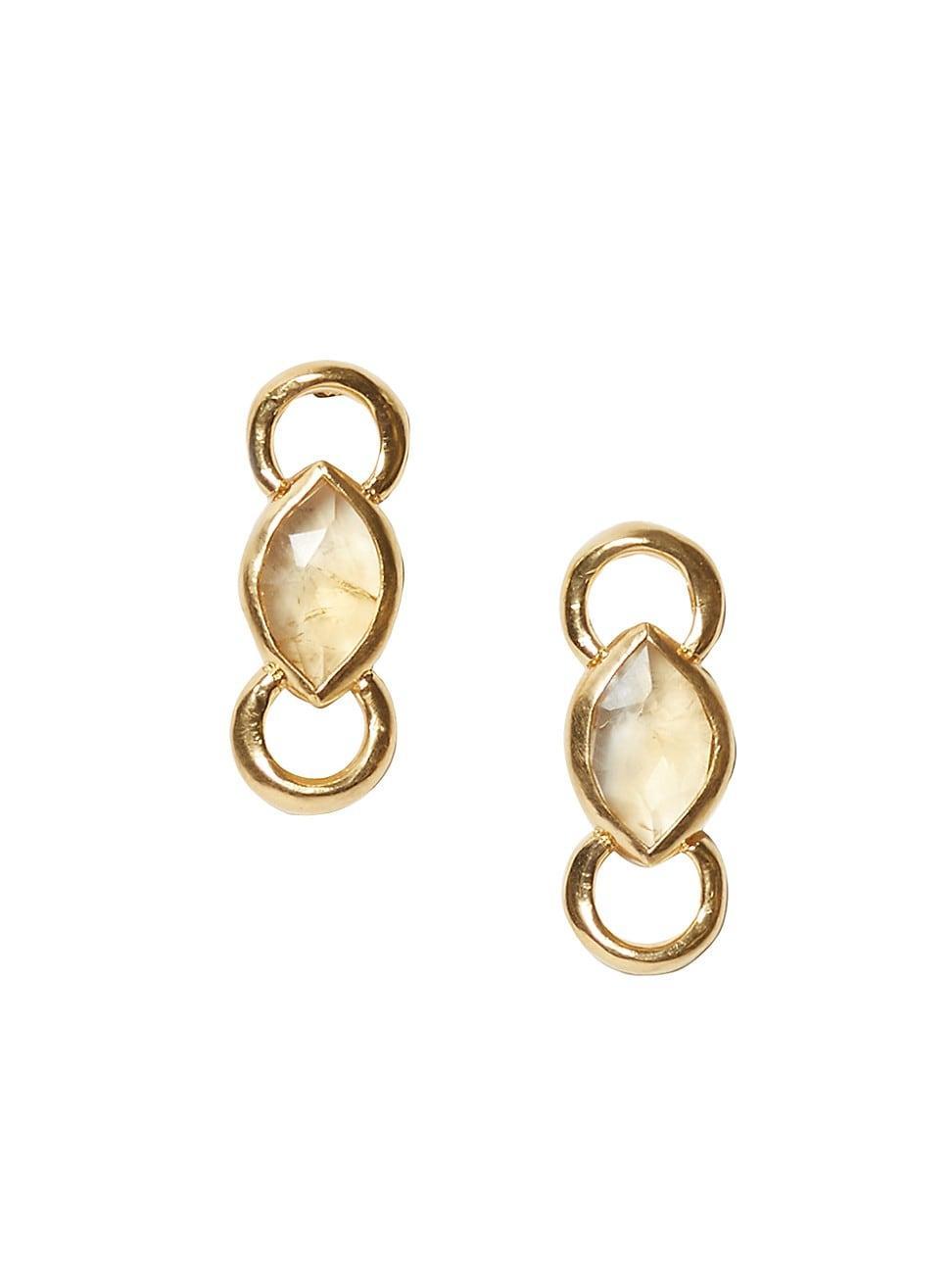 Womens 18K Gold-Plated & Citrine Earrings Product Image