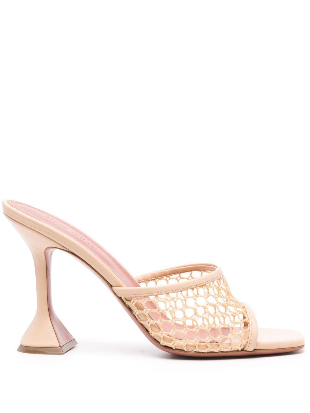 AMINA MUADDI Lupita 95mm Mesh Mules In Neutrals product image