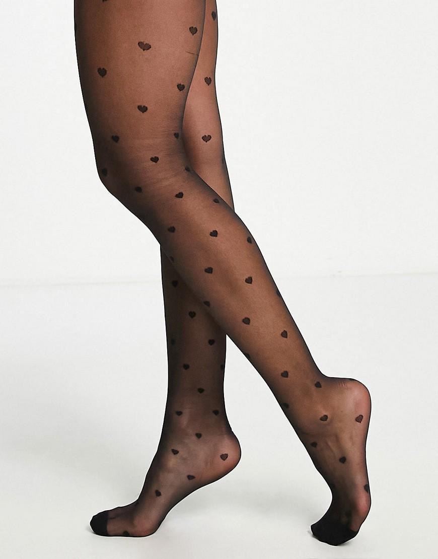 ASOS DESIGN 20 denier all over heart tights Product Image