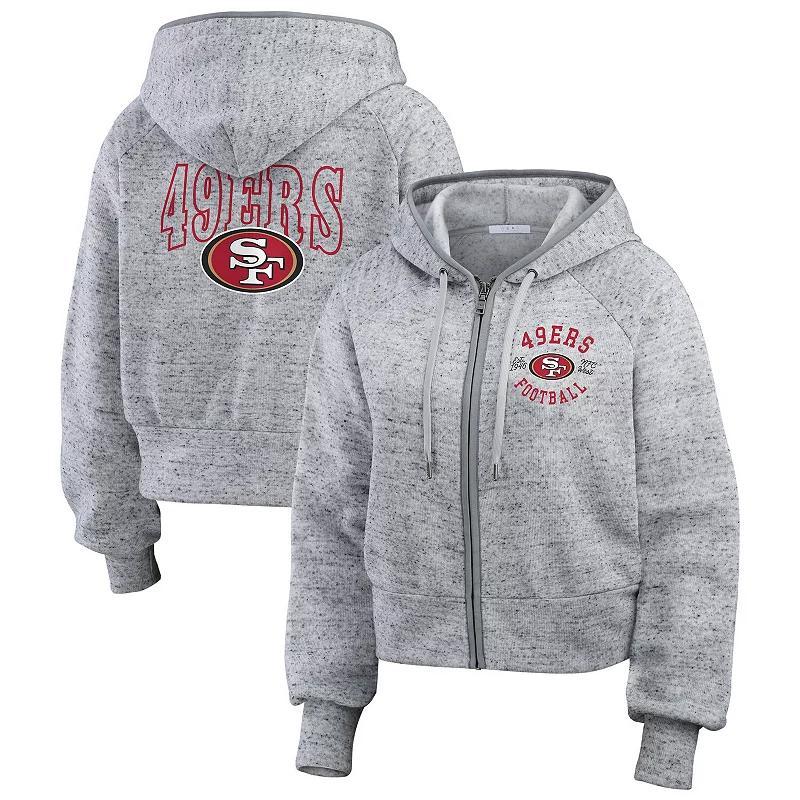 Womens WEAR by Erin Andrews Heather Gray San Francisco 49ers Speckled Fleece Cropped Full-Zip Hoodie Product Image