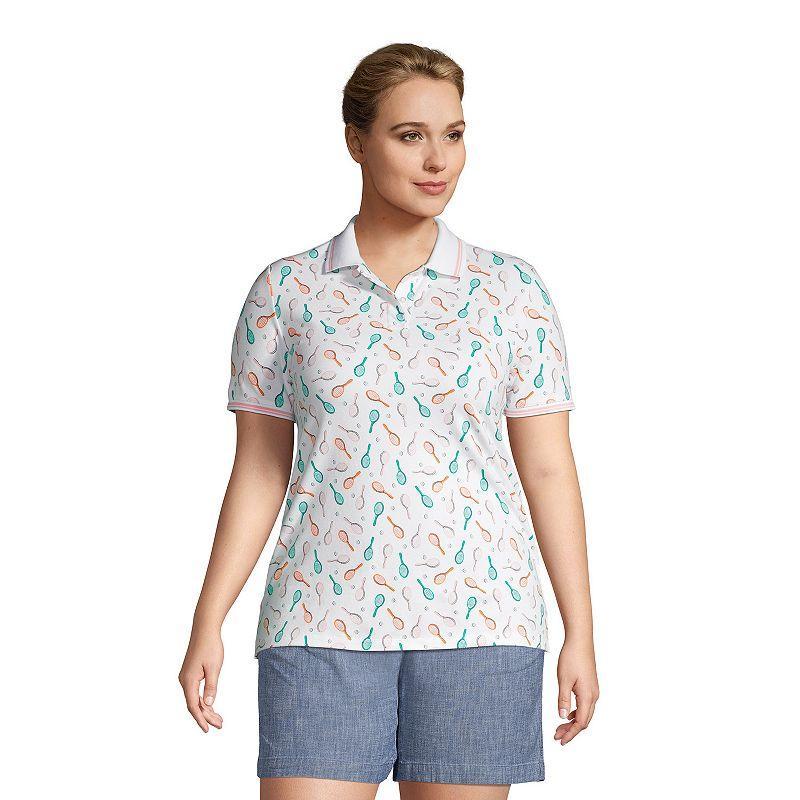 Plus Size Lands End Mesh Supima Cotton Polo Shirt, Womens Product Image