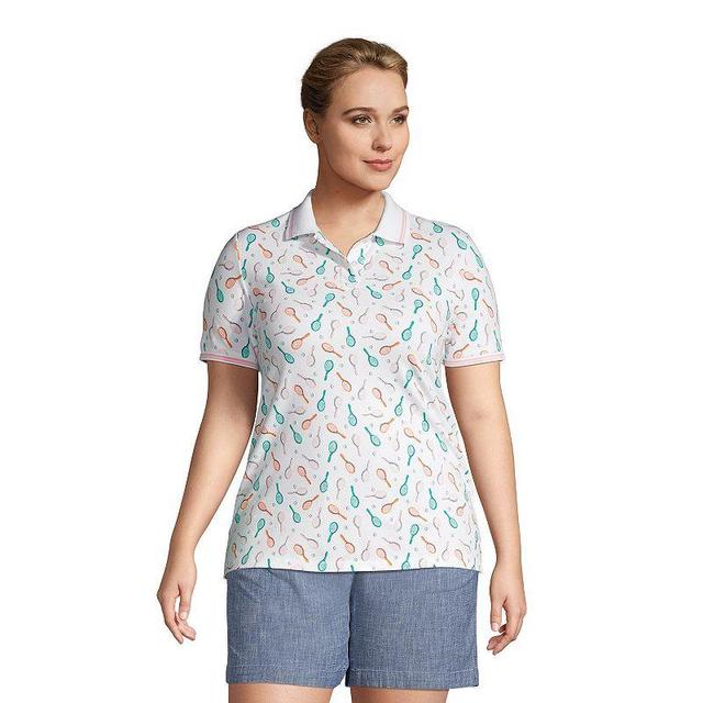 Plus Size Lands End Mesh Supima Cotton Polo Shirt, Womens Natural Product Image