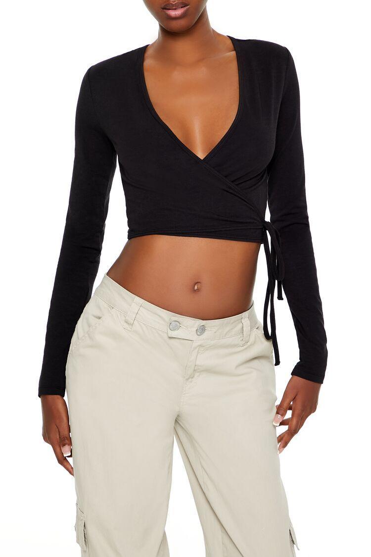 Ribbed Knit Wrap Crop Top | Forever 21 Product Image