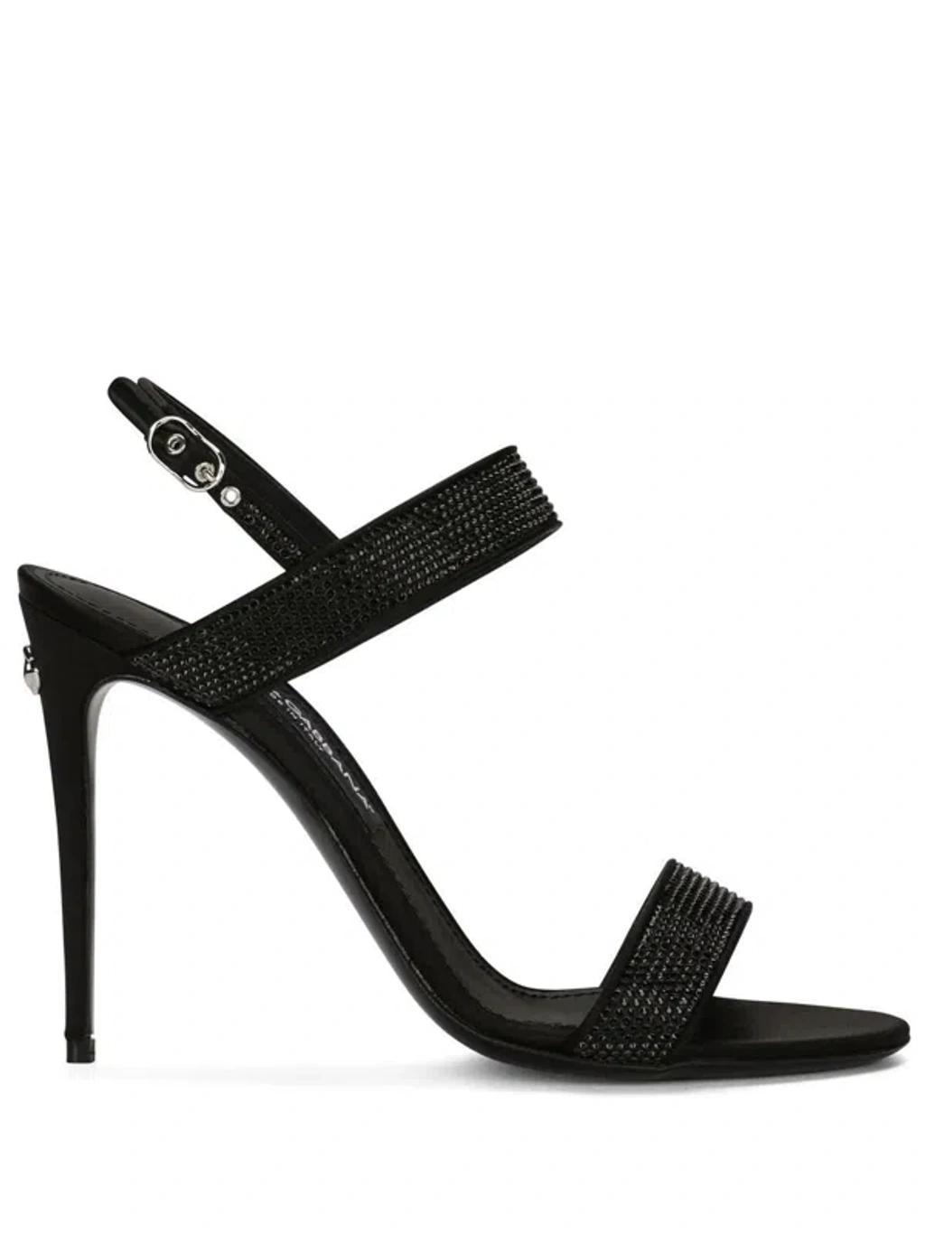 DOLCE & GABBANA Kim Dolce&gabbana Embellished Satin Sandals In Black Product Image