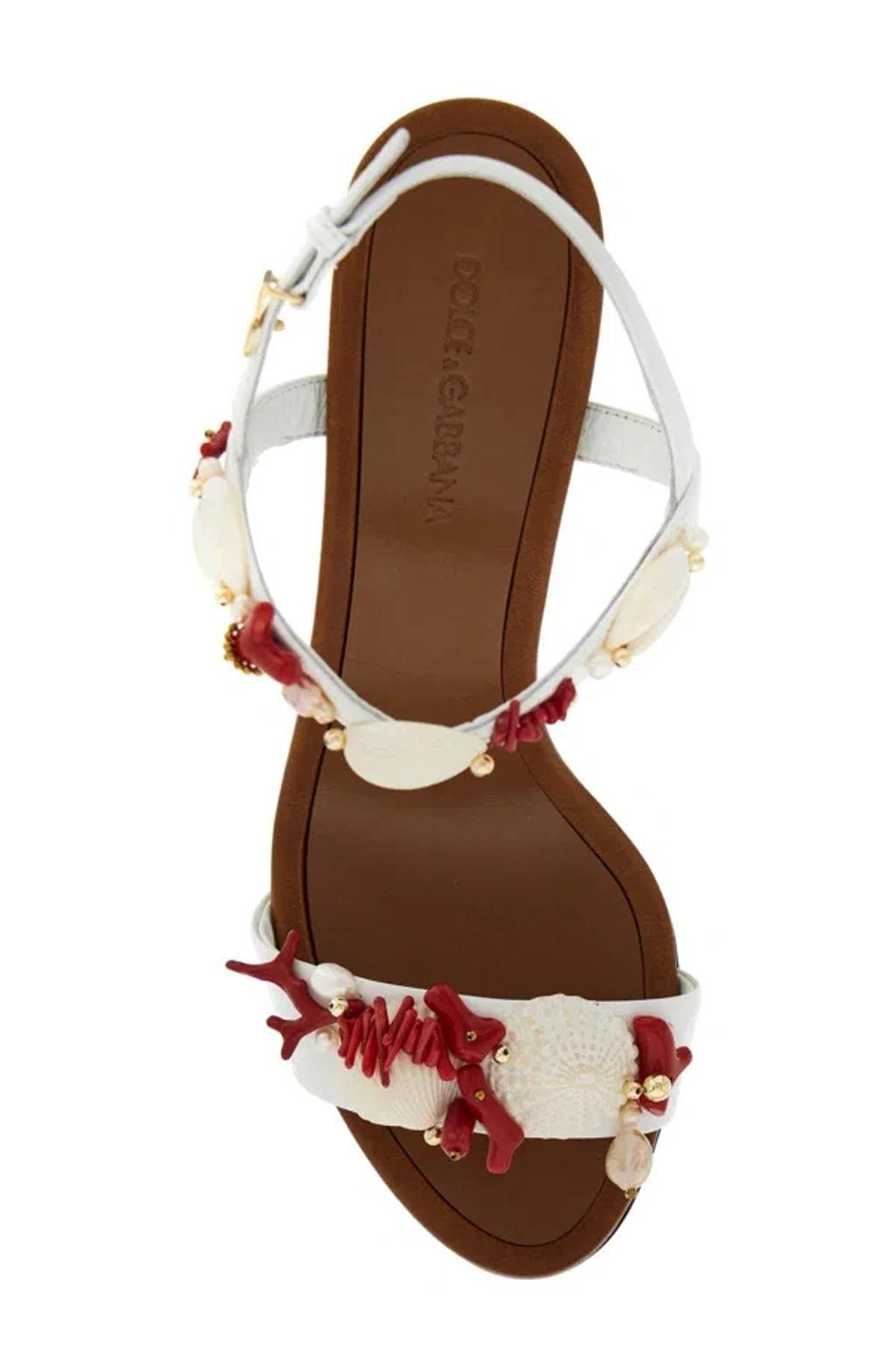 DOLCE & GABBANA Nappa Leather Sandals With Coral In White Product Image