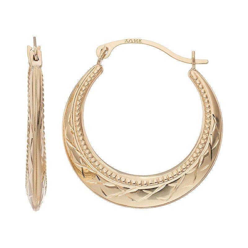 Forever 14K Textured Hoop Earrings, Womens, 14k Gold Product Image