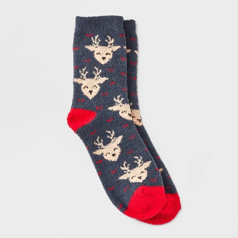 Womens Reindeer Cozy Crew Socks - Wondershop Charcoal /Red 4-10 Product Image