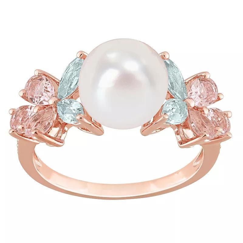 Stella Grace 18K Rose Plated Sterling Silver Multi-Gemstones & Freshwater Cultured Pearl Cocktail Ring, Womens Pink Tone Product Image