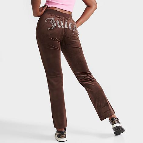 Juicy Couture Rib Waist Velour Pants with Drawcord (Black Cherry) Women's Clothing Product Image