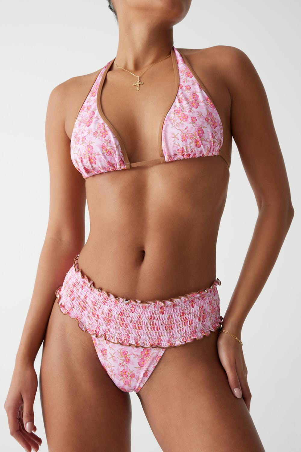 Sofie Floral Micro Bikini Bottom - Watercolor Hibiscus Product Image