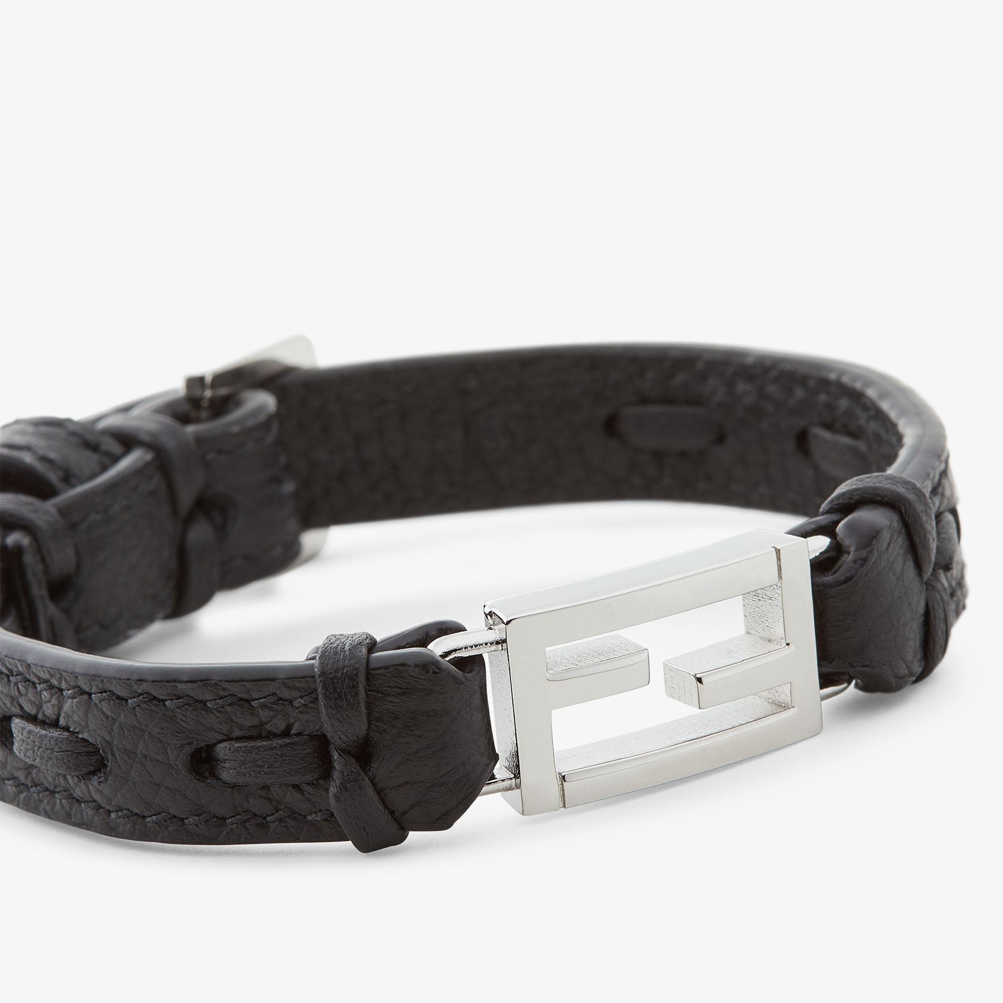 Baguette braceletBlack leather bracelet Product Image