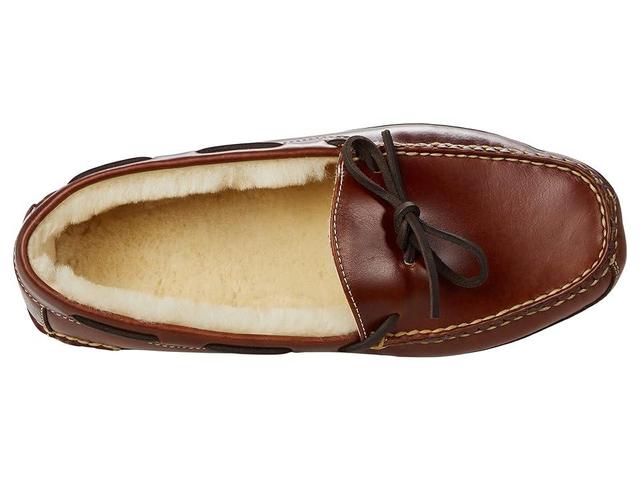 L.L.Bean Leather Double-Sole Slippers Shearling Lined Men's Shoes Product Image