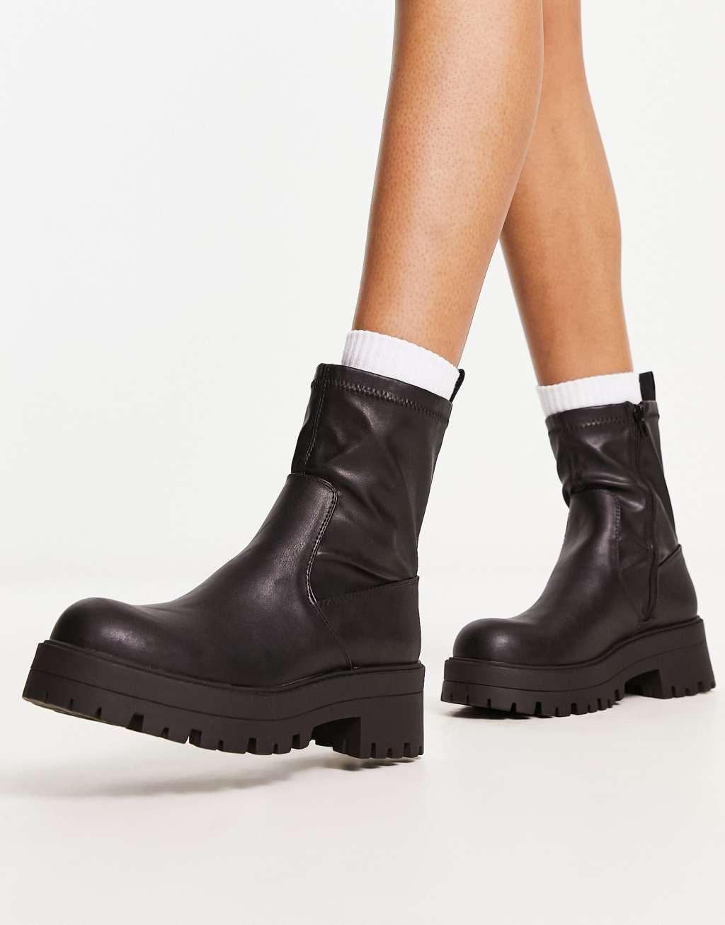 Pull & Bear wide fit chunky ankle boots product image