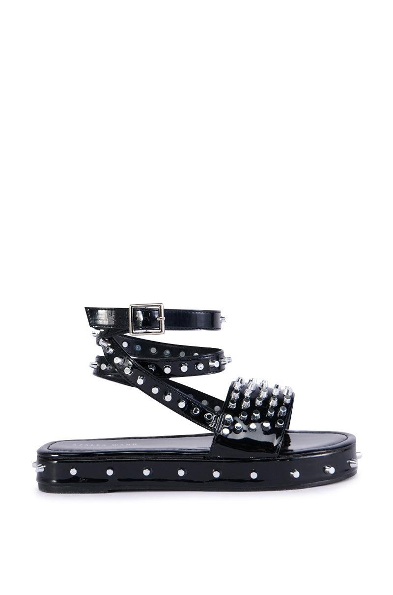 AZALEA WANG CAUTIONARY BLACK SUPER SPIKEY SANDAL Product Image