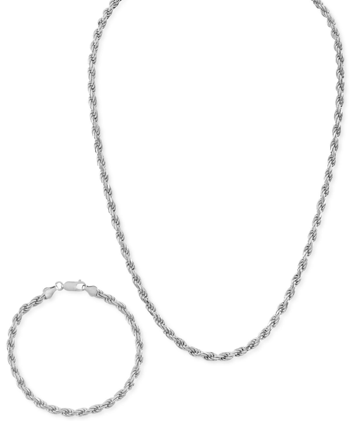 Esquire Mens Jewelry 2-Pc. Set 22 Rope Link Chain Necklace & Matching Bracelet, Created for Macys Product Image