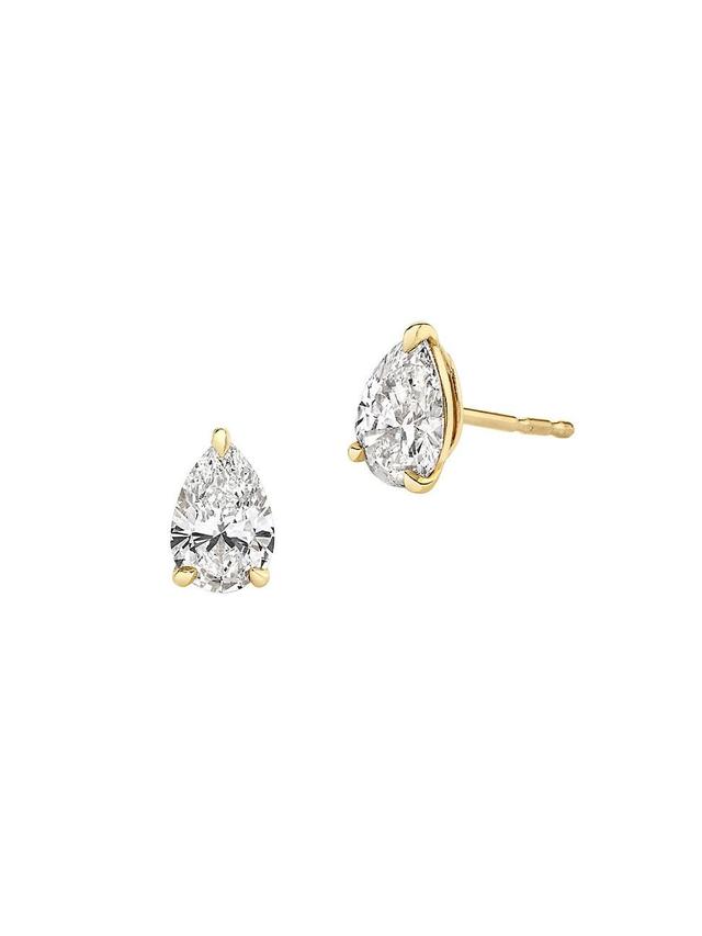 Womens 14K Yellow Gold & Pear-Cut Lab-Grown Diamond Stud Earrings - Yellow Gold Product Image