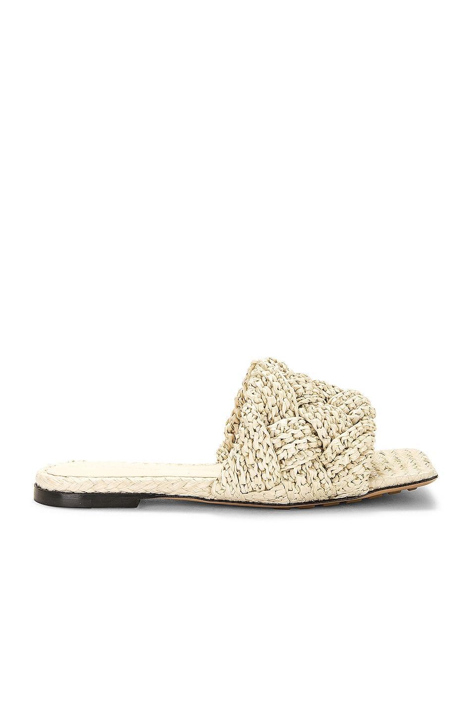 Bottega Veneta Lido Flat Sandal in White - Neutral. Size 40 (also in 39.5). Product Image