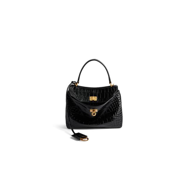 Women's Rodeo Mini Handbag Crocodile Embossed  in Black Product Image