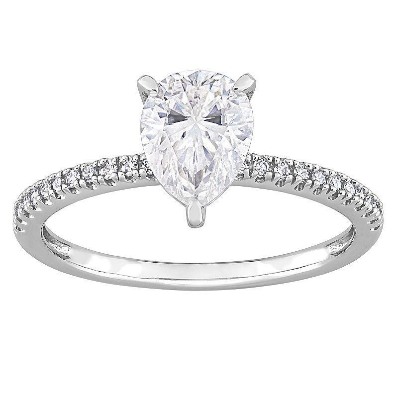 Stella Grace 14k White Gold 1 1/4 Lab-Created Moissanite & 1/10 Carat T.W Diamond Engagement Ring, Womens Product Image