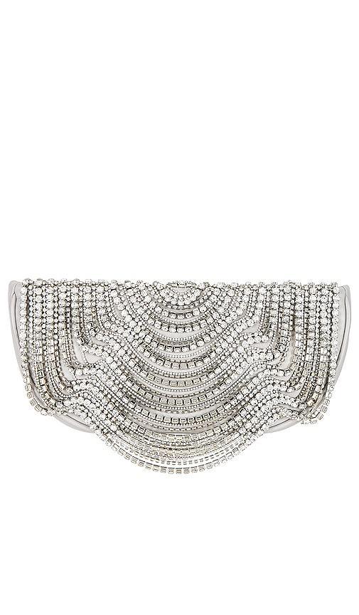 Cult Gaia Lael Clutch in Metallic Silver. Product Image