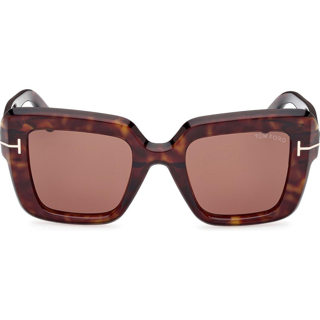 TOM FORD Esme Tortoise Acetate Square Sunglasses In Classic Havana Brown Product Image