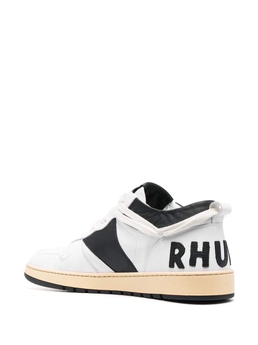 Rhecess Leather Low Top Sneakers In White Black Product Image