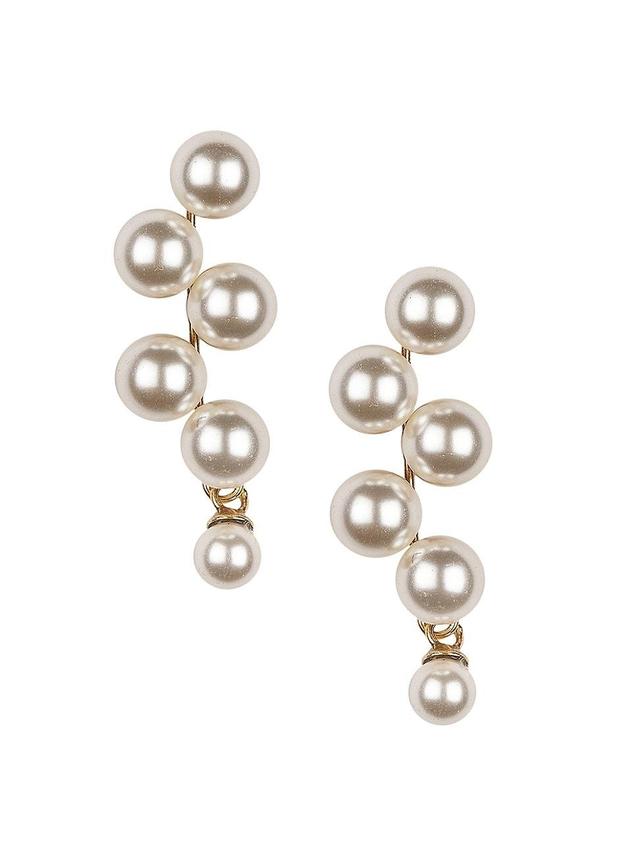 Womens Marcella 18K Gold-Plated & Glass Pearl Drop Earrings Product Image