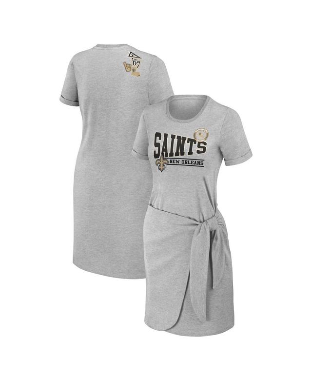 Womens WEAR by Erin Andrews Heather Gray New Orleans Saints Knotted T-Shirt Dress Product Image