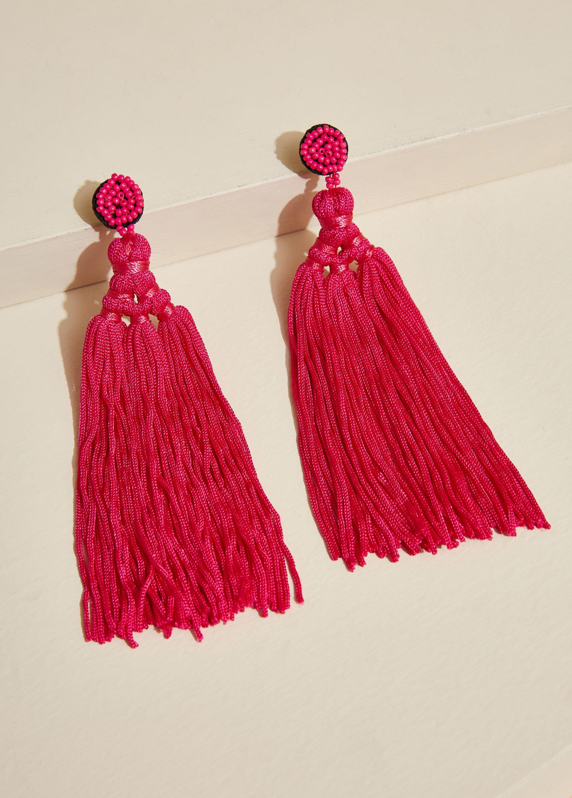 Tasseled And Beaded Earrings Product Image