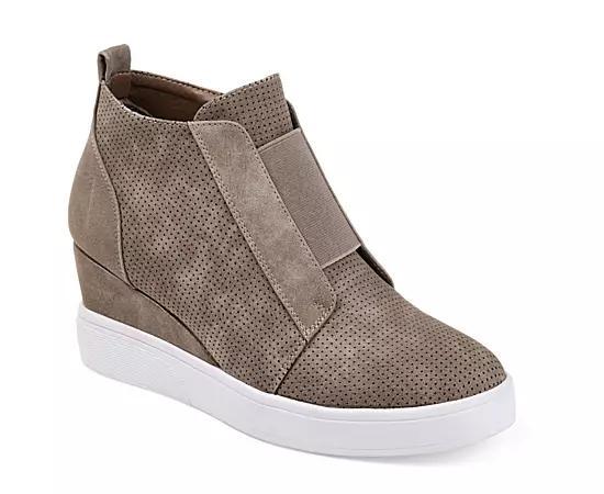 Journee Collection Clara Womens Wedge Sneakers Brown Product Image