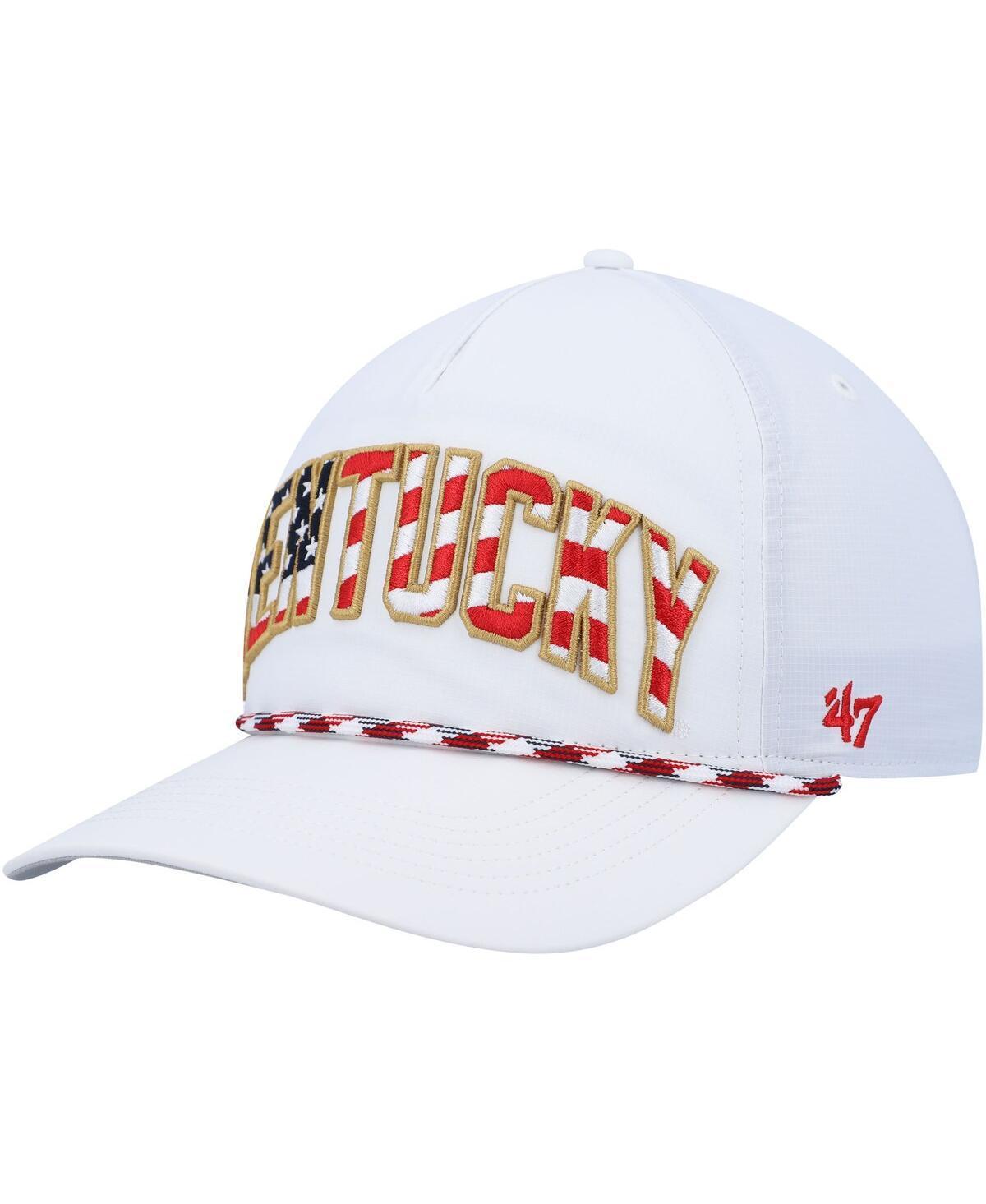 Mens 47 Brand White Kentucky Wildcats Stars and Stripes Flag Flutter Hitch Snapback Hat Product Image