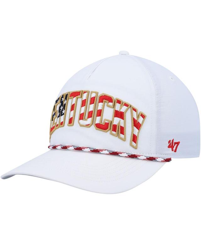 Mens 47 Brand White Kentucky Wildcats Stars and Stripes Flag Flutter Hitch Snapback Hat Product Image