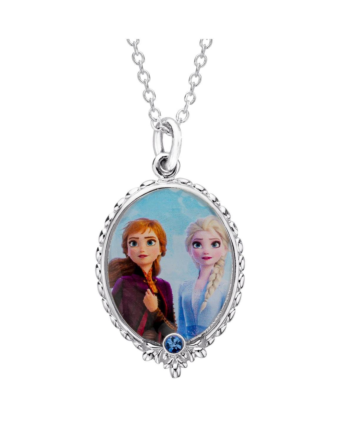 Disney Womens Frozen Ii Elsa and Anna Pendant Necklace - Silver tone Product Image