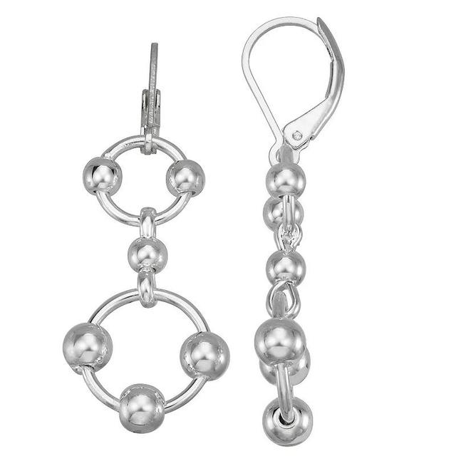 Napier Silver Tone Yours Truly Double Drop Leverback Earrings, Womens Product Image