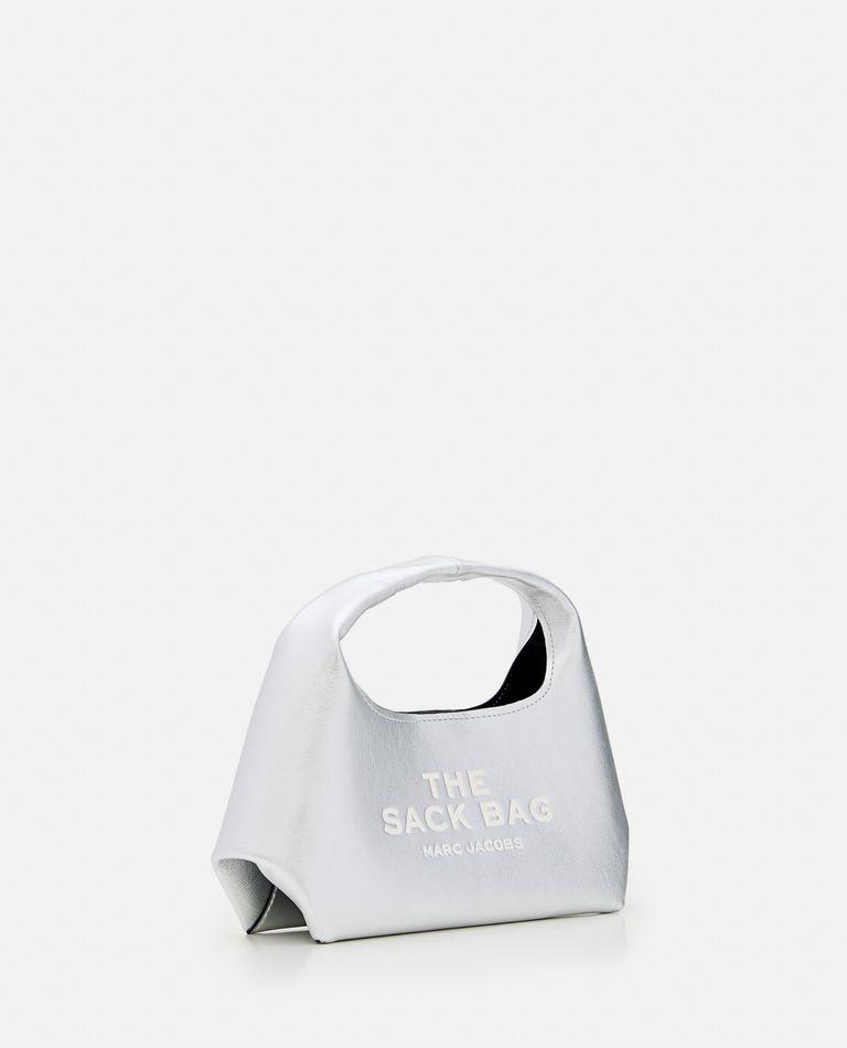 MARC JACOBS The Mini Sack Metallic Leather Handbag In Silver Product Image