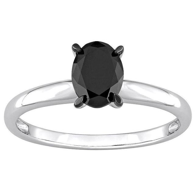 Stella Grace 14k White Gold 1 Carat T.W Black Diamond Oval Solitaire Ring, Womens Product Image