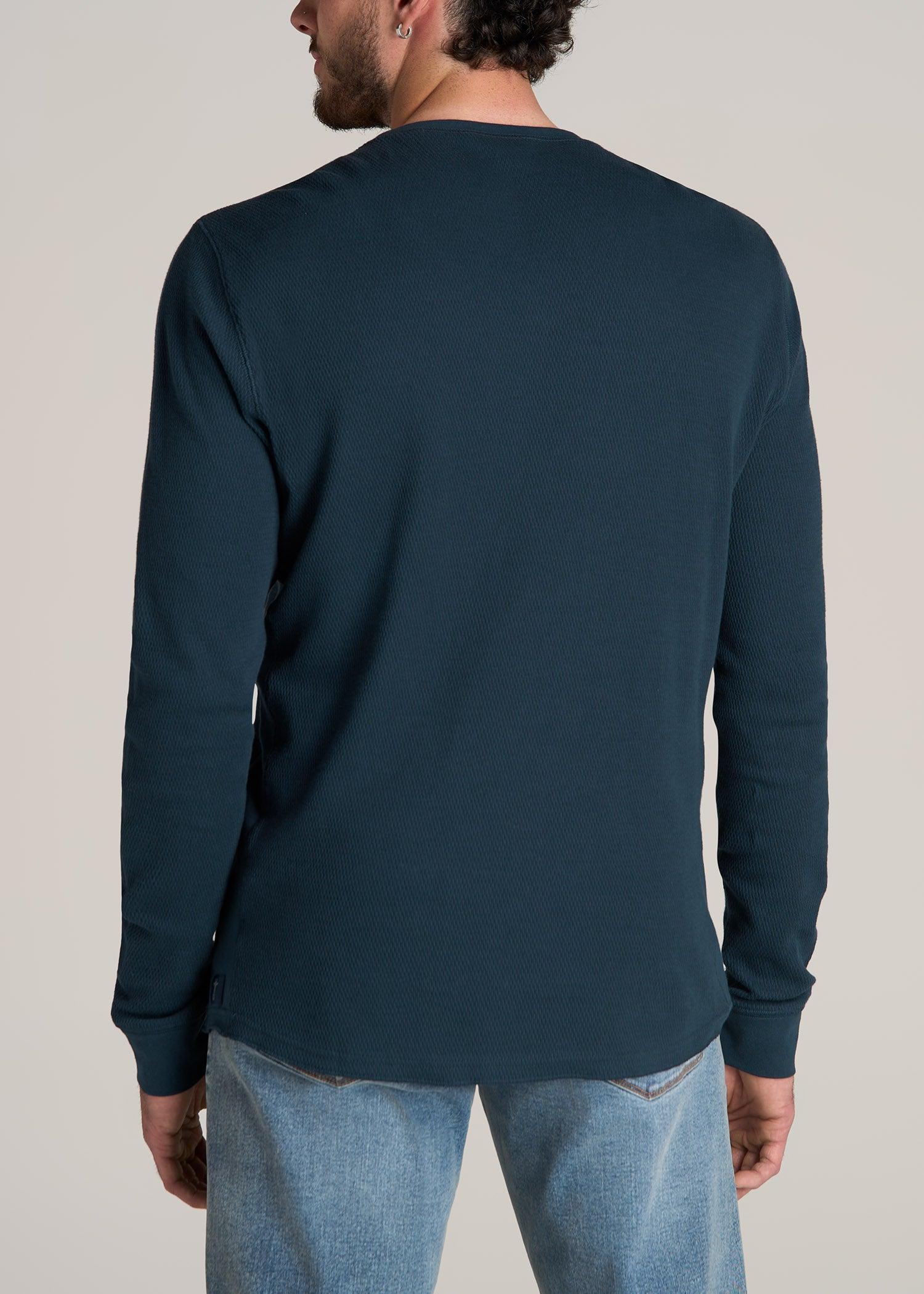 Double Honeycomb Thermal Crewneck Extra-Long Top in True Navy Product Image