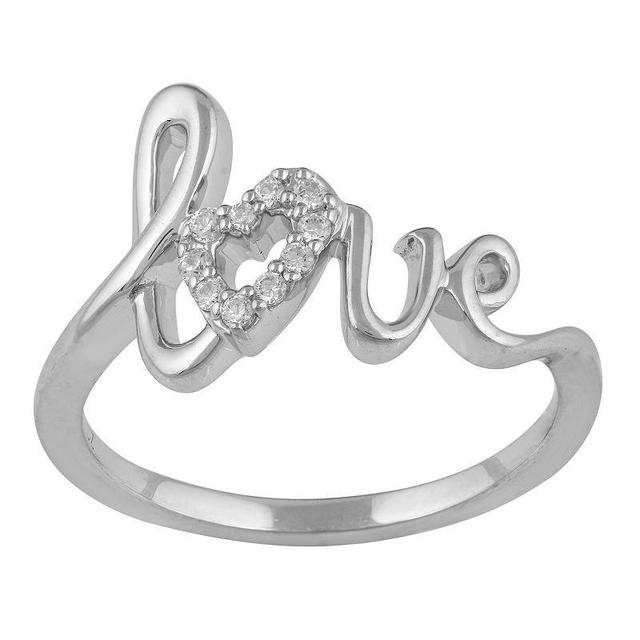 Sterling Silver 1/10 Carat T.W. Diamond Love Ring, Womens Product Image