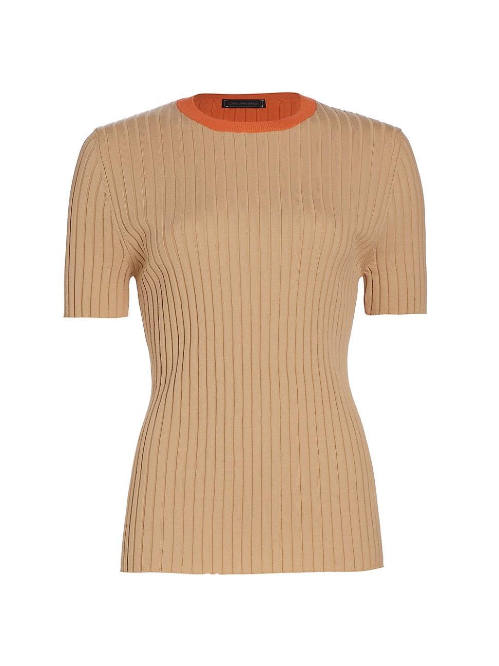 Womens COLLECTION Cotton Short-Sleeve Sweater Product Image