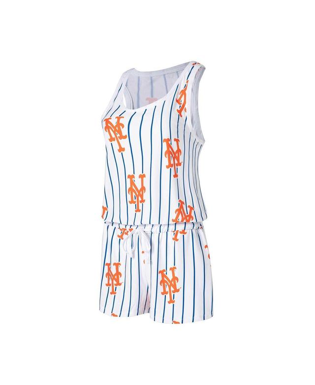 Womens Concepts Sport White New York Mets Reel Pinstripe Knit Romper Product Image