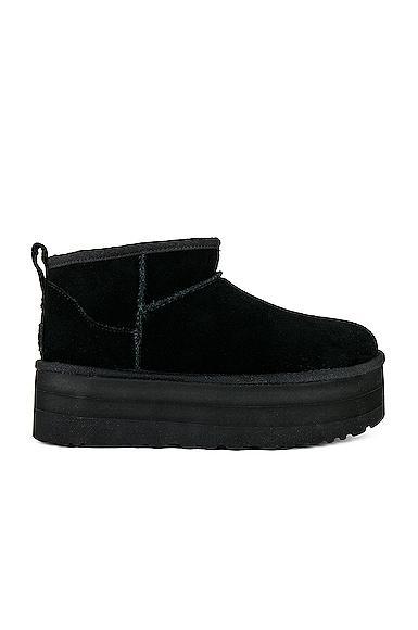 UGG - Classic Ultra Mini Sheepskin Platform Boots - Black - US 10 - Moda Operandi Product Image