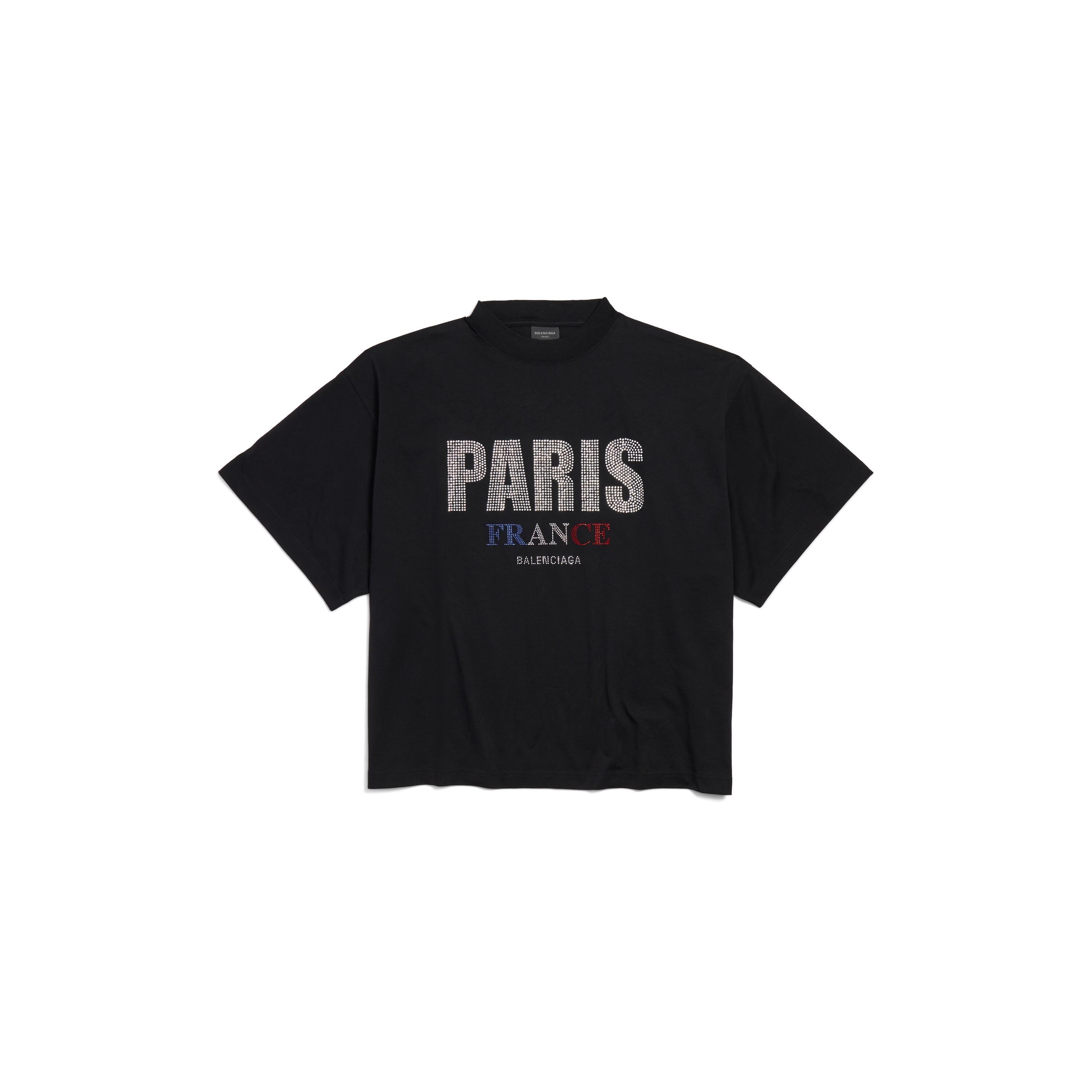 Women's Paris Strass Cropped T-shirt Oversized in Black Product Image