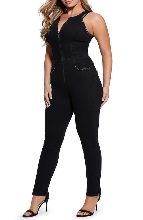 GUESS Conchita Zip-Up Denim Jumpsuit Product Image