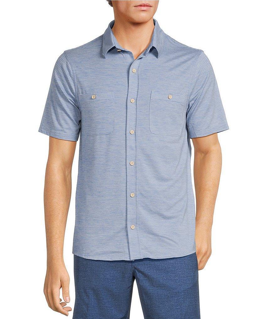 Rowm Rec & Relax Short Sleeve Performance Textured Solid Coatfront Shirt Product Image