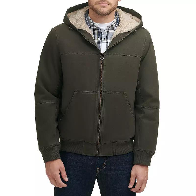 Levi's(r) Cotton Canvas Hooded Utility Jacket with Sherpa Lining Men's Clothing Product Image