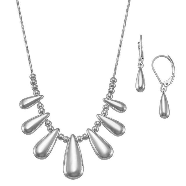 Napier Silver Tone Teardrop Bead Collar Necklace & Drop Earrings Set, Womens Product Image