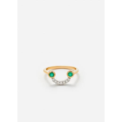 BAGUE SOURIRE ÉMERAUDE DIAMANTS OR JAUNE Product Image