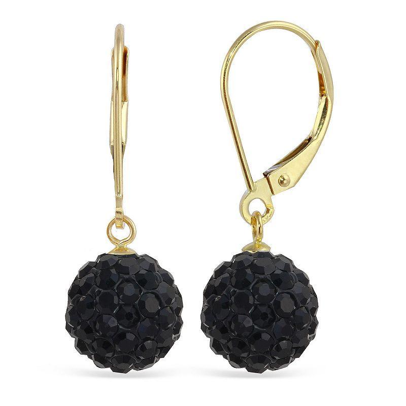 14k Crystal Fireball Drop Earrings, Womens, Black Product Image