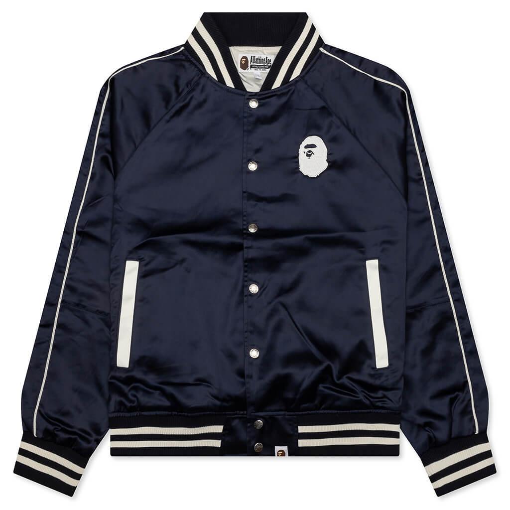 A Bathing Ape Nylon Varsity Jacket - Navy Male Product Image